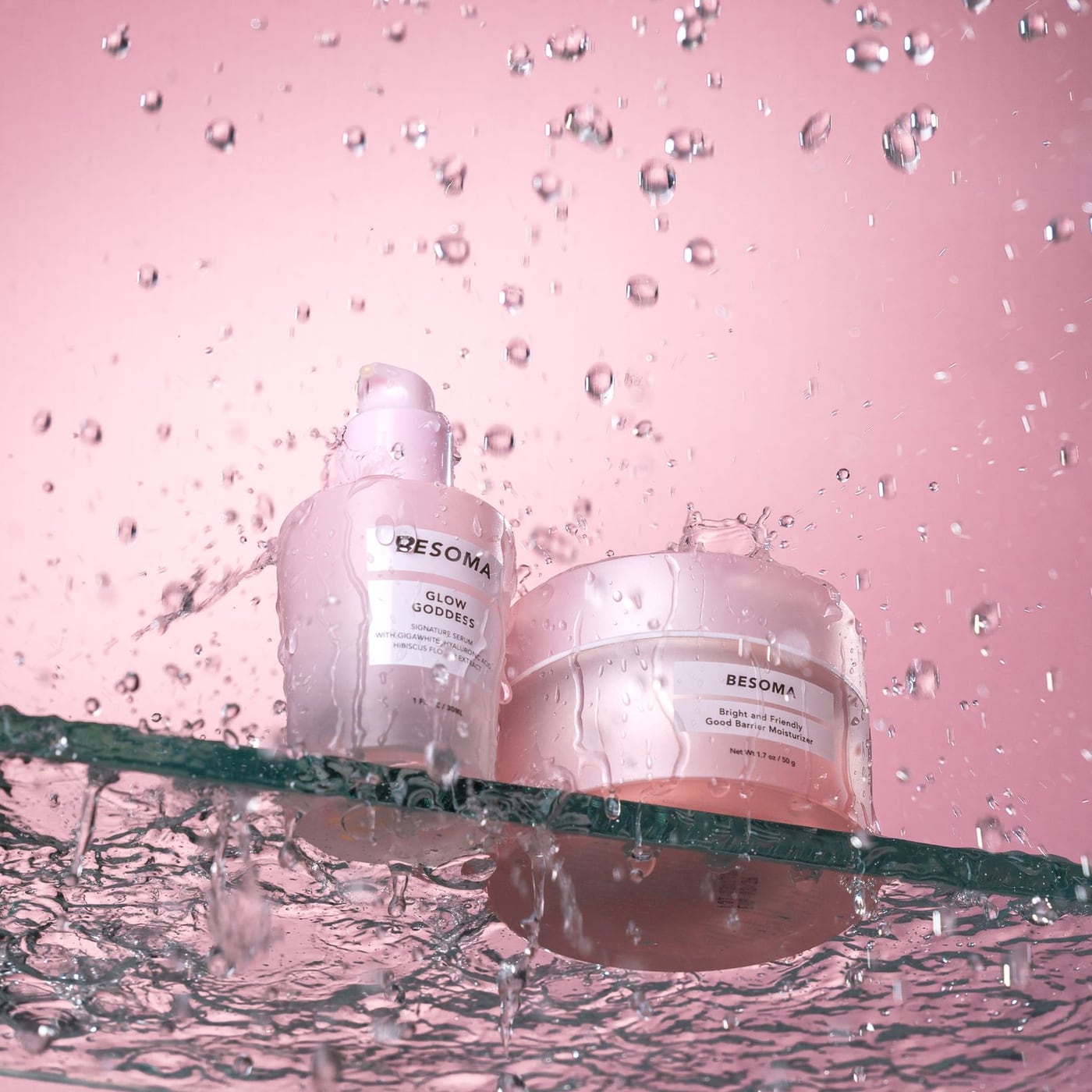 A high-quality product shot of a skincare bottle with professional studio lighting and reflections.